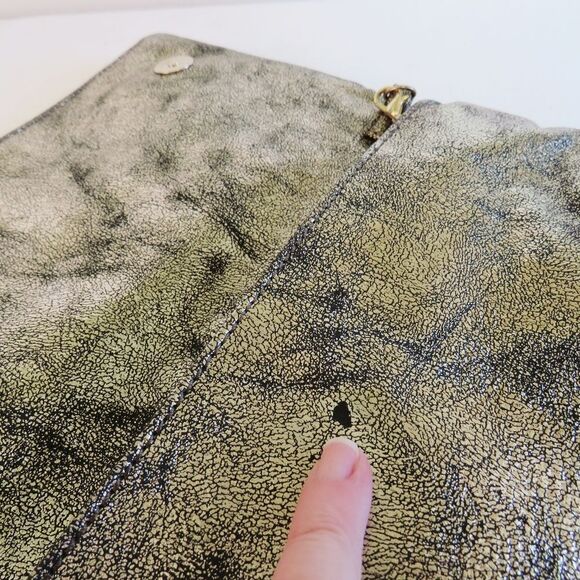 INC International Concepts Metallic Gold Bronze Black Frita Clutch Crossbody - Picture 10 of 16